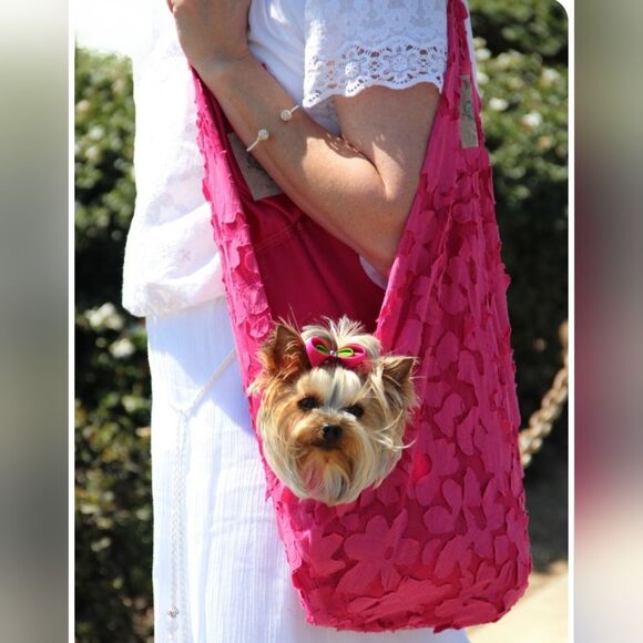 Kiki Hamann Floral & Lime Green Small Breed Reversible Dog Shoulder Bag Carrier
